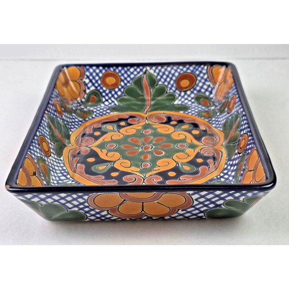 Vtg Mexico Talavera Pottery Rectangle Platter Serving Tray Hand Painted Vibrant - Picture 2 of 11